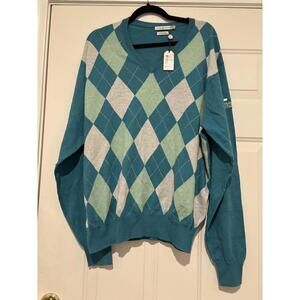 Men's sz L Peter Millar golf argyle sweater new w/ tag "Humana Challenge" #1360